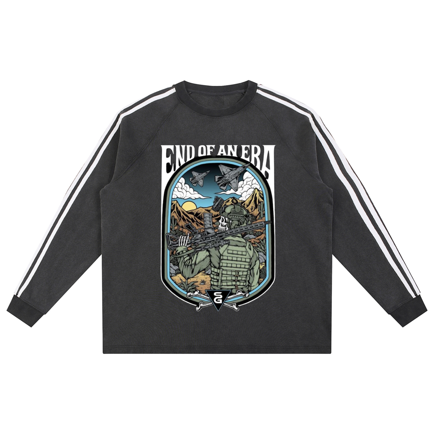 Snow Washed Contrast Tape Sweatshirt