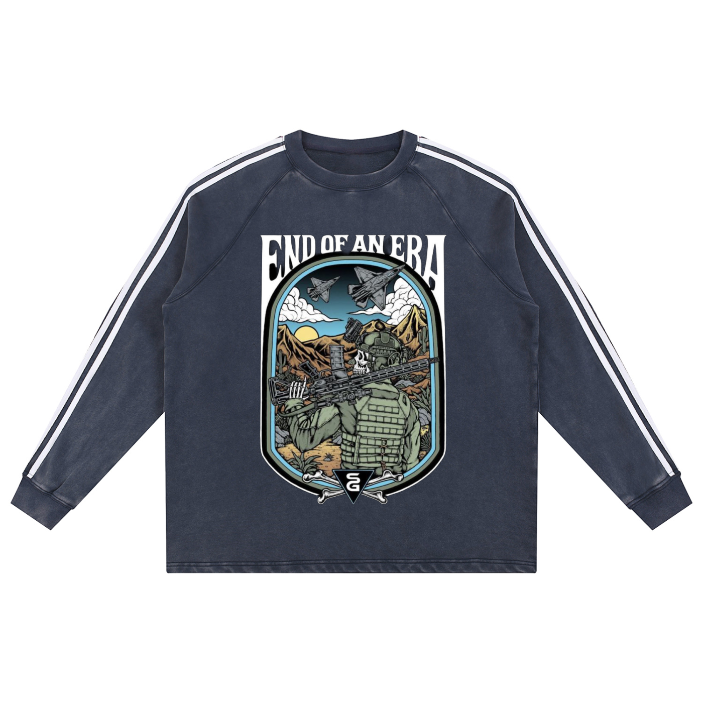 Snow Washed Contrast Tape Sweatshirt